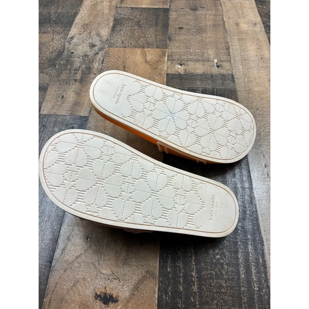 Kate Spade Brigitte Slide Sandals Womens 8B Orange White Logo Rubber Pool Shoes